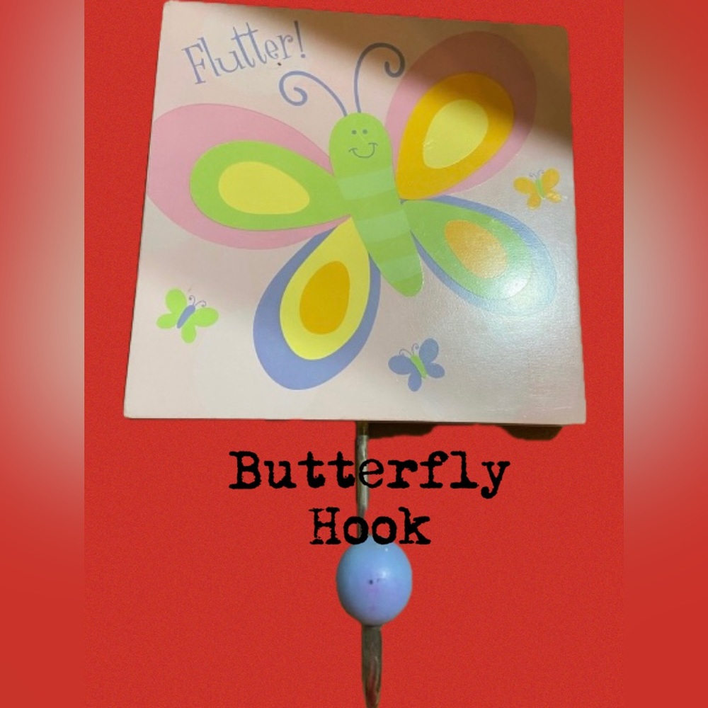 Buttery Hanging pink, yellow & green & blue plaque with hook